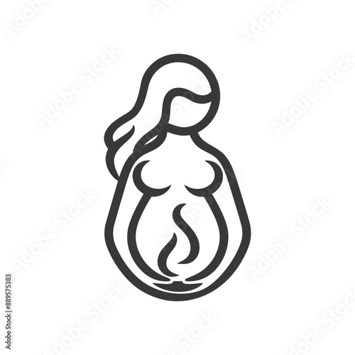 maternity in minimalist line art icon logo symbol