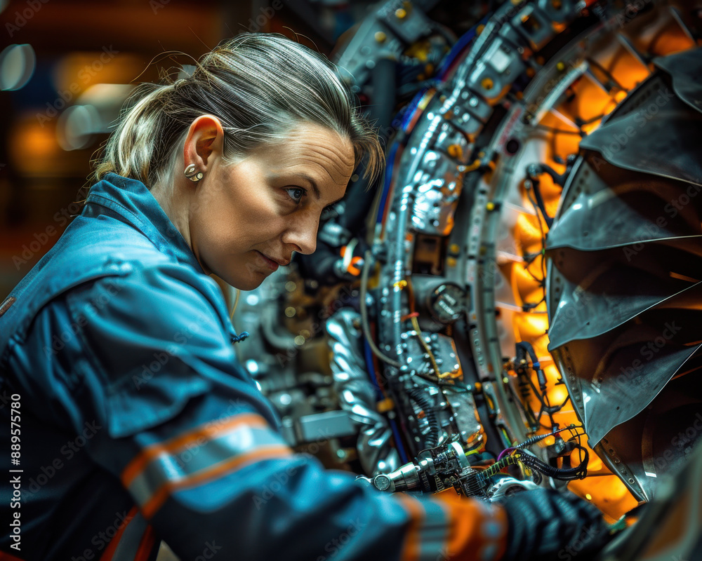 Jet engine mechanic at work Jet engine mechanic at work