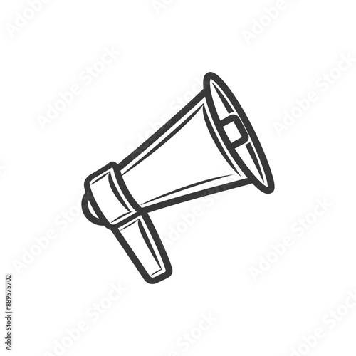 Monochromatic Hand-Drawn Megaphone Icon: Announcement & Communication Symbol
