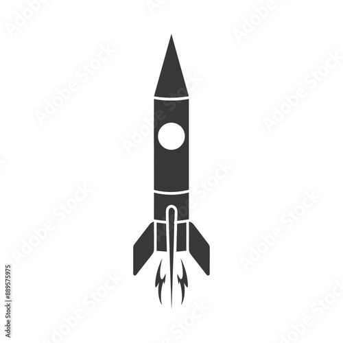 Monochromatic Rocket Ship Icon: Launch to Innovation