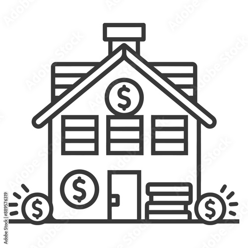 Line Art Illustration: House Representing Financial Investment & Wealth