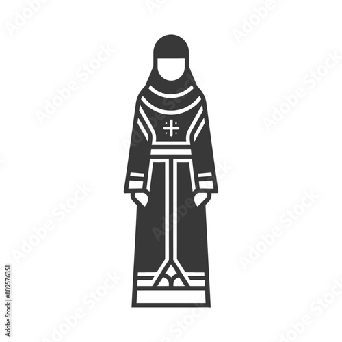 Monochromatic Icon:  Traditional Muslim Woman in Embroidered Abaya