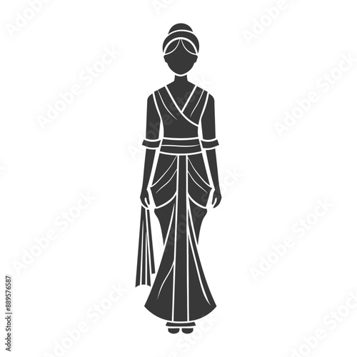 Elegant Silhouette of a Woman in Traditional Sri Lankan Saree