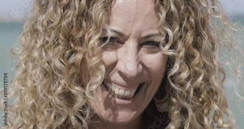 Smiling middle age woman close up portrait