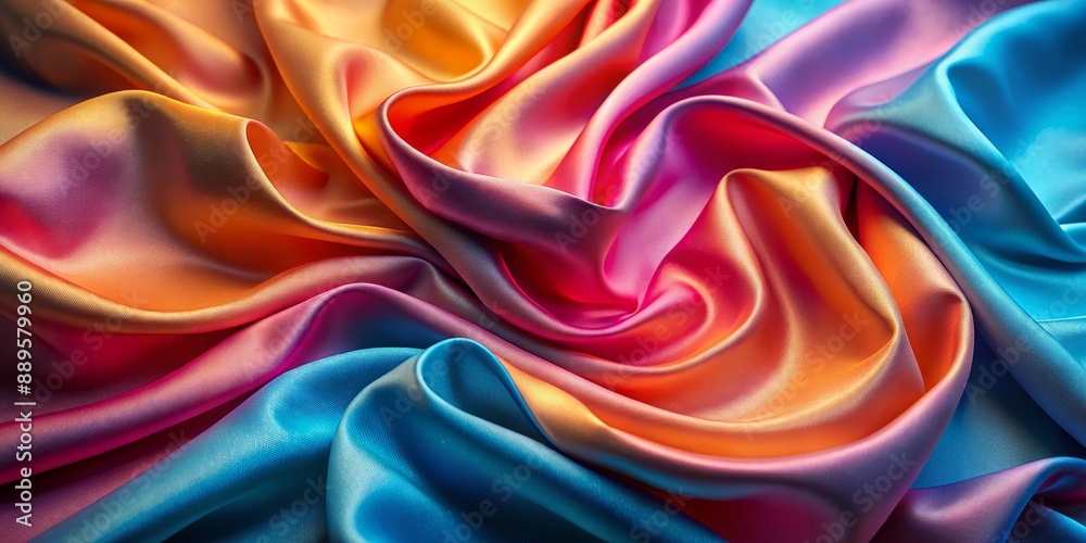 Abstract Colorful Satin Fabric Draped in Smooth Waves, Satin, Fabric, Texture, Abstract Abstract Colorful Satin Fabric Draped in Smooth Waves, Satin, Fabric, Texture, Abstract