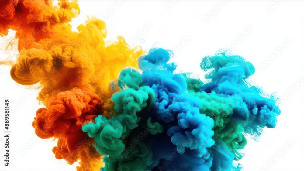 Multi-colored smoke on a white background Multi-colored smoke on a white background