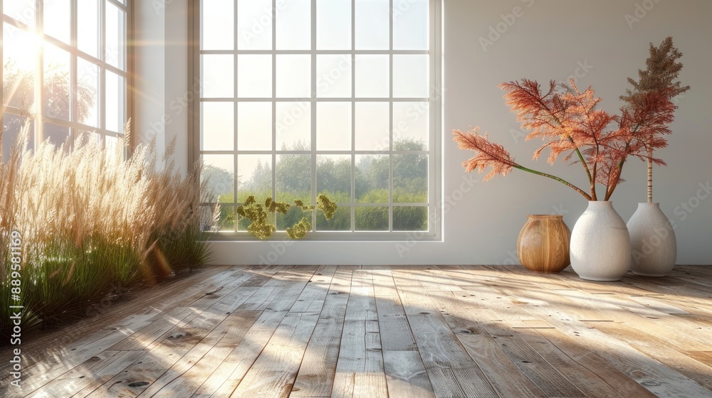 Sunlight Streaming Through a Window in a Minimalist Room Sunlight Streaming Through a Window in a Minimalist Room