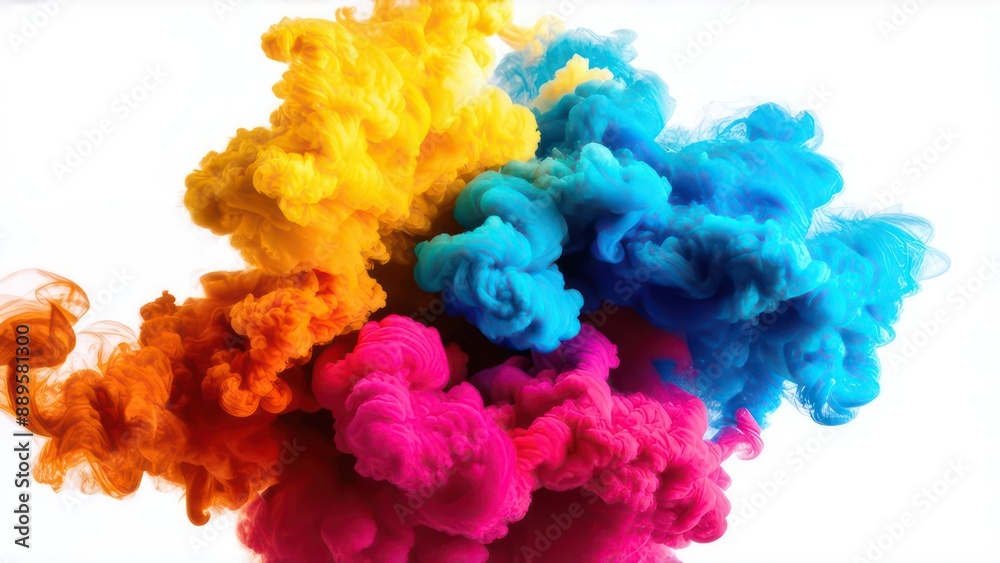 Multi-colored smoke on a white background Multi-colored smoke on a white background