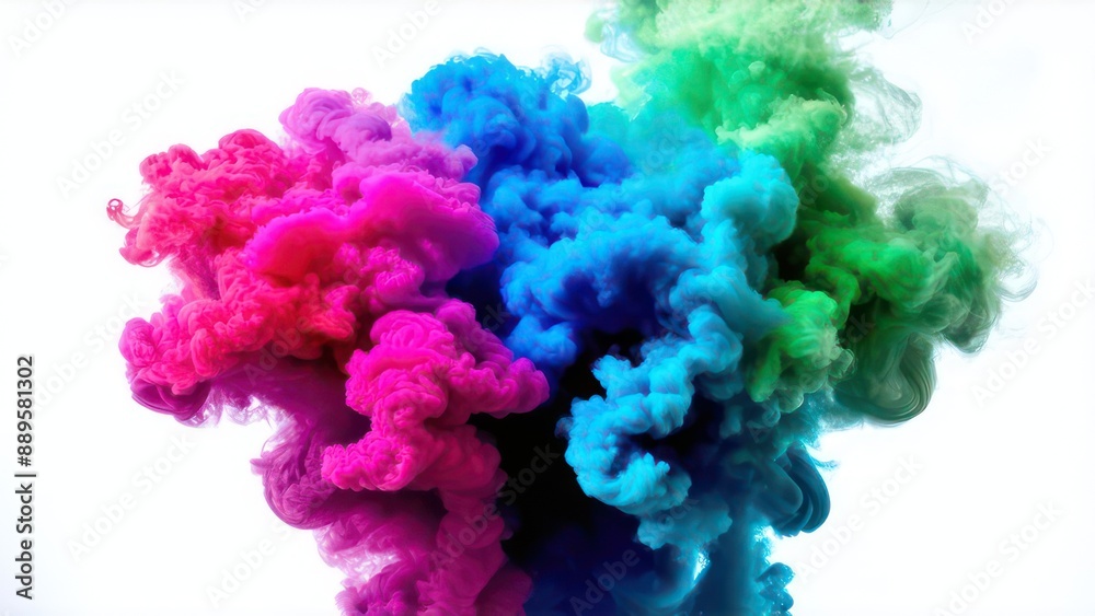 Obraz premium Multi-colored smoke on a white background