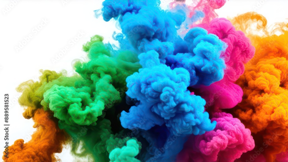 Fototapeta premium Multi-colored smoke on a white background