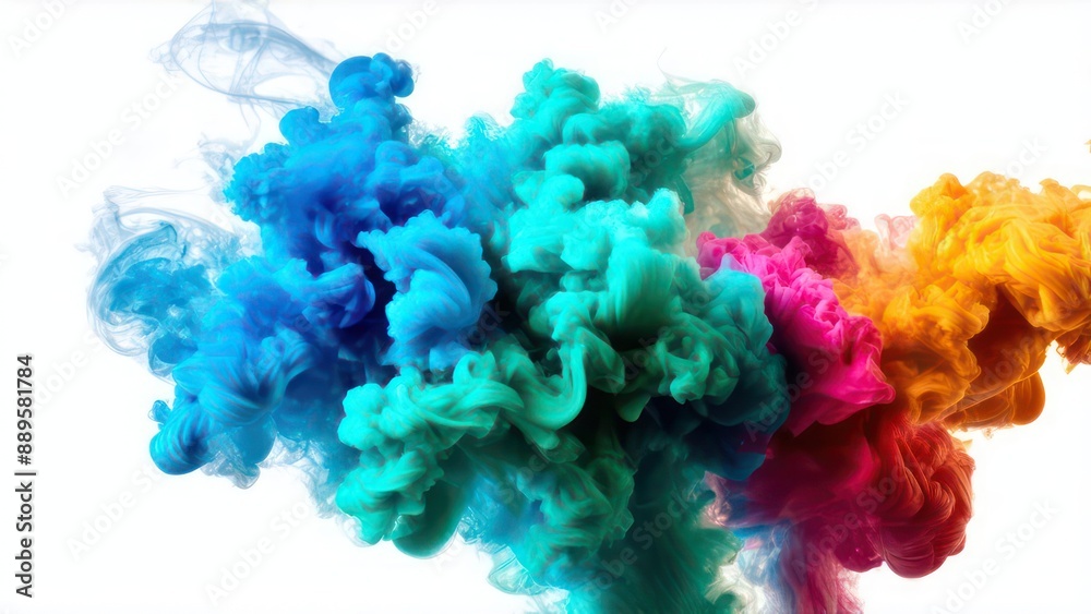 Fototapeta premium Multi-colored smoke on a white background