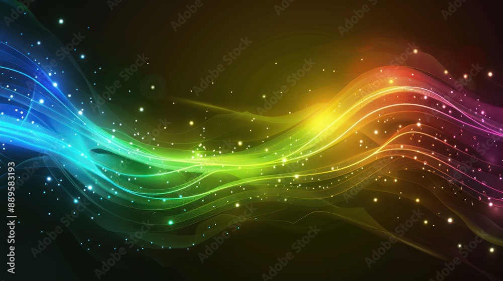 Abstract Rainbow Waves with Glowing Particles Abstract Rainbow Waves with Glowing Particles