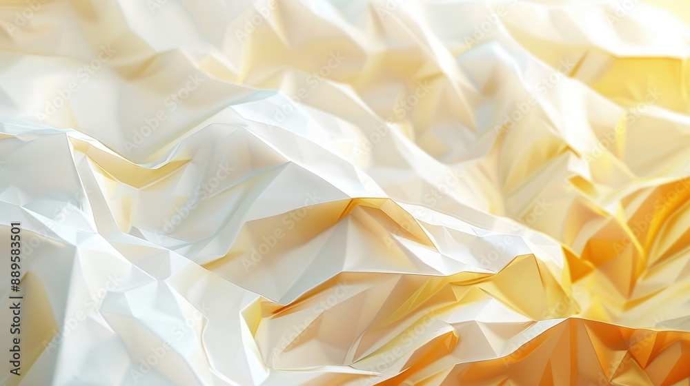 Abstract crumpled surface with white and yellow hues. Abstract crumpled surface with white and yellow hues.