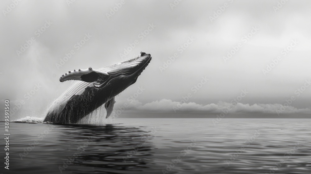 Fototapeta premium Whale in black and white generative ai