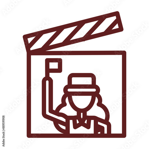Travel Documentaries Vector Line Maroon Icon Design