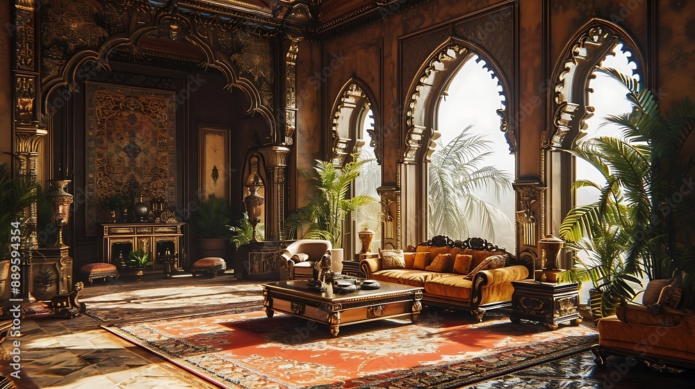 Obraz premium A Traditional-Style Living Room Adorned with Elegant Furnishings
