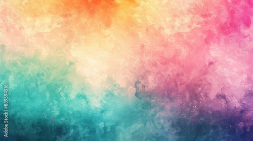 Abstract Watercolor Background with Orange, Yellow, Teal, and Pink Colors