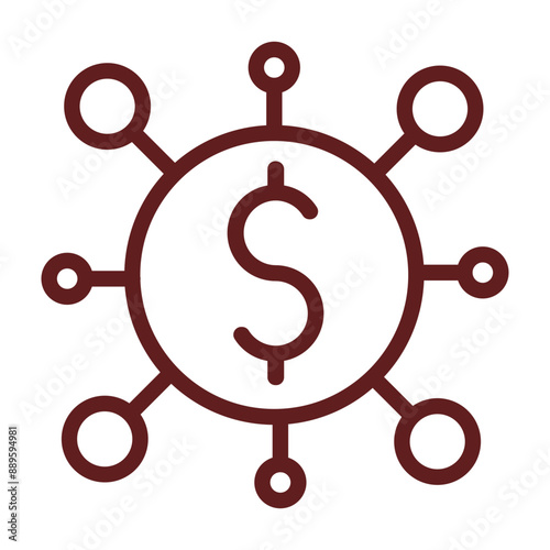 Crowdfunding Vector Line Maroon Icon Design