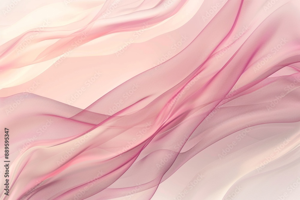 Elegant pink and white background with flowing sheer fabric in light pastel colors Elegant pink and white background with flowing sheer fabric in light pastel colors