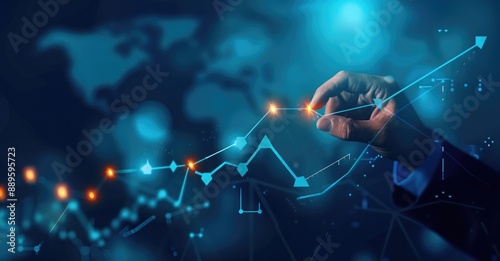 Businessman Adjusting an Upward Trend Graph