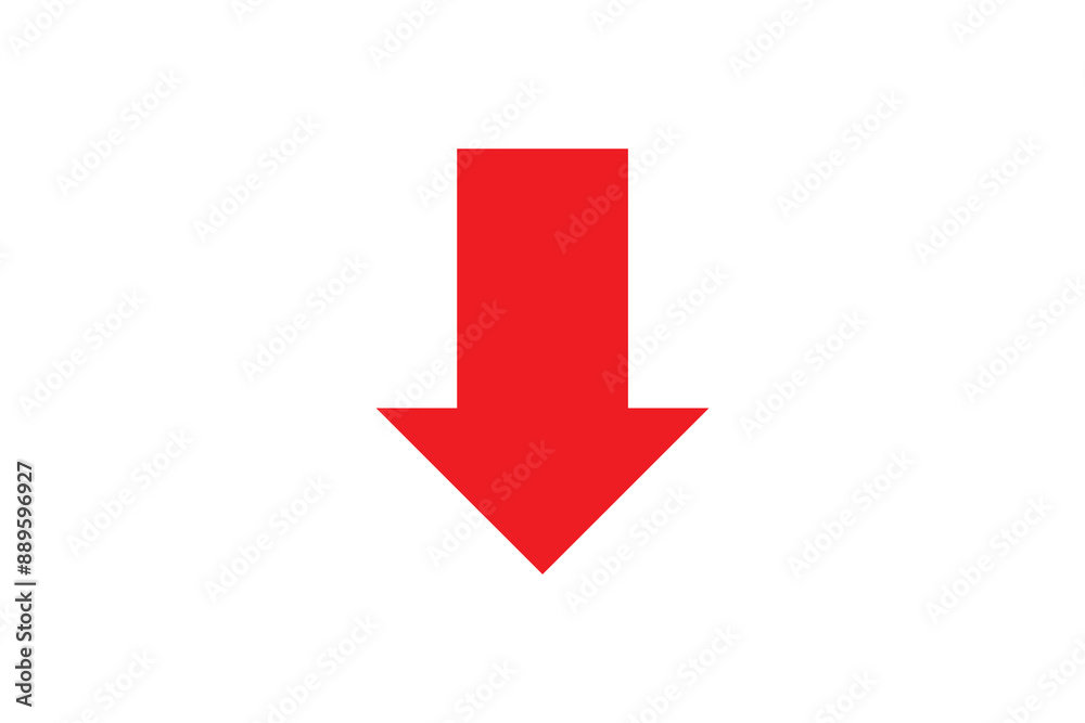 abstract financial chart of red color downtrend line graph. red decline arrow, Red arrow going down vector.