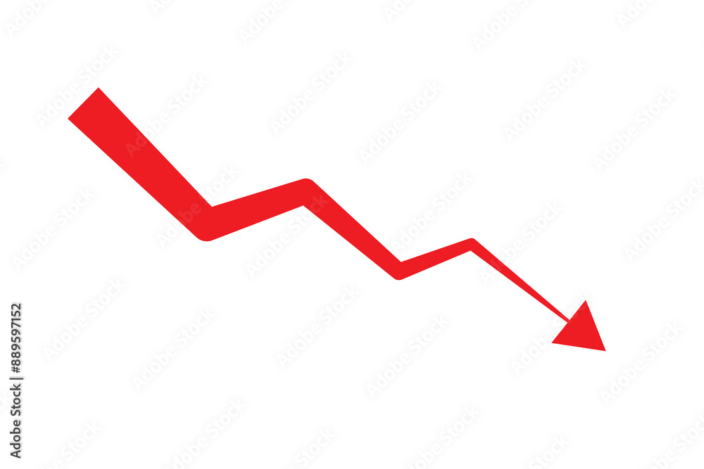 red arrow business graph going down represent loss 2 red arrow business graph going down represent loss 2