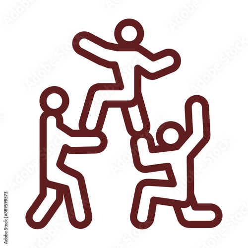 Team Building Vector Line Maroon Icon Design