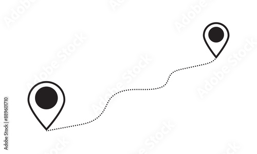 Road location icon. Route location icon isolated on white background. Location map path distance icon. Location vector for web and design.