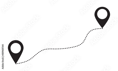 Road location icon. Route location icon isolated on white background. Location map path distance icon. Location vector for web and design.