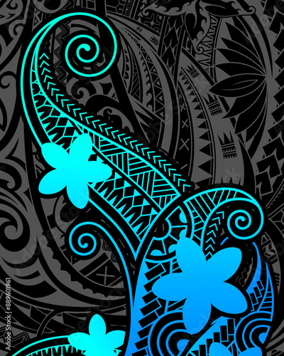 Maori Polynesian Hawaiian pattern tattoo design illustrations. Unique and Novel Design Combining Polynesian Patterns photo