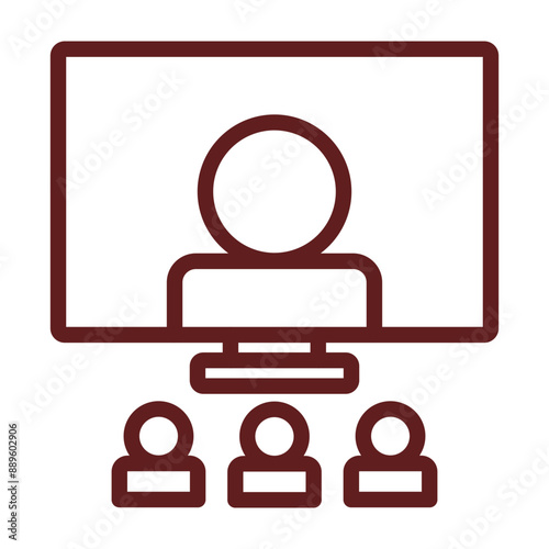 Webinar Vector Line Maroon Icon Design