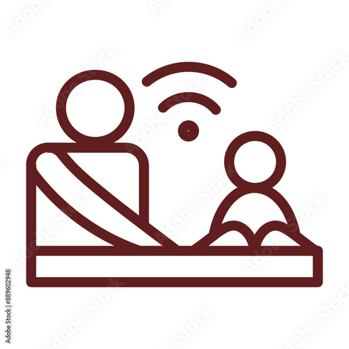 Online Tutoring Vector Line Maroon Icon Design