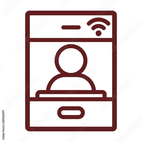 Online Lecture Vector Line Maroon Icon Design