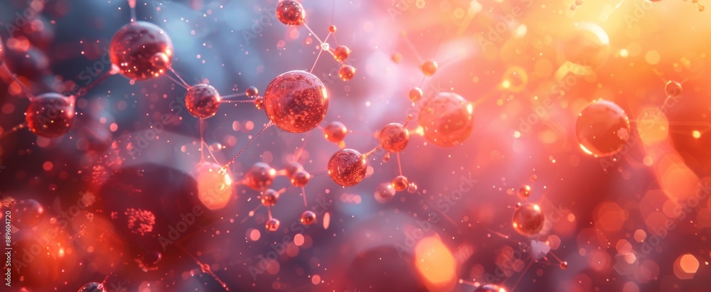 A vibrant illustration of a chemical compound model, with atoms and bonds A vibrant illustration of a chemical compound model, with atoms and bonds