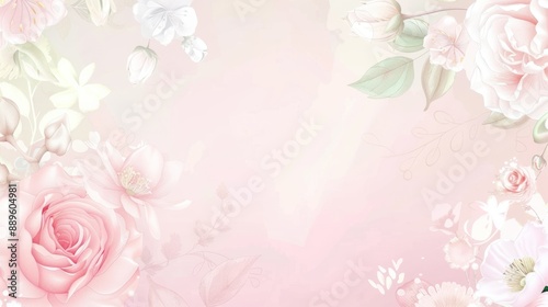 Delicate Floral Border on a Soft Pink Background