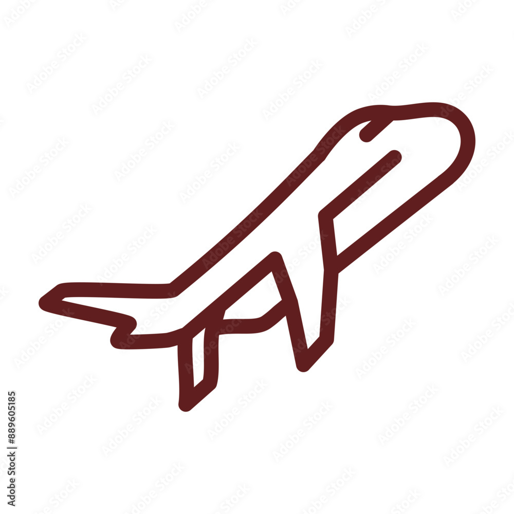 Airplane Vector Line Maroon Icon Design Airplane Vector Line Maroon Icon Design