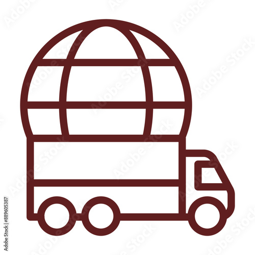 Globe (for international delivery) Vector Line Maroon Icon Design