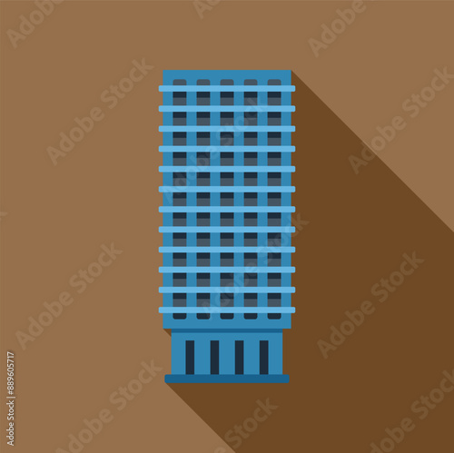 Tall modern office building stands out against a brown background
