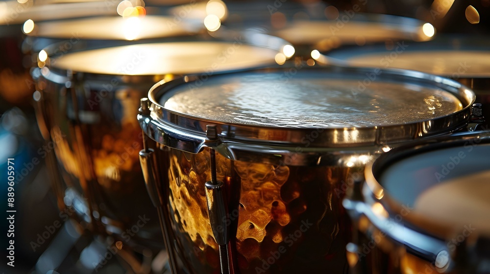 Obraz premium Detailed view of drums and cymbals in a drum set.