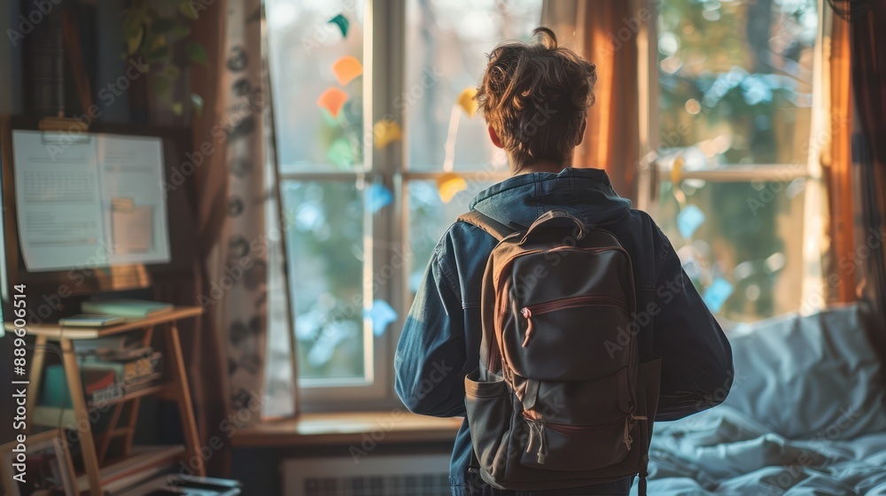 student getting ready in the morning, education concept student getting ready in the morning, education concept