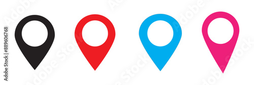 Location pin icon. Map pin place marker. Location icon. Map marker pointer icon set. GPS location symbol collection. Flat style - stock vector.