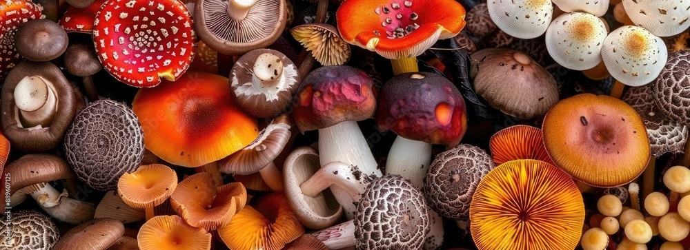Diverse Mushrooms in Forest Diverse Mushrooms in Forest