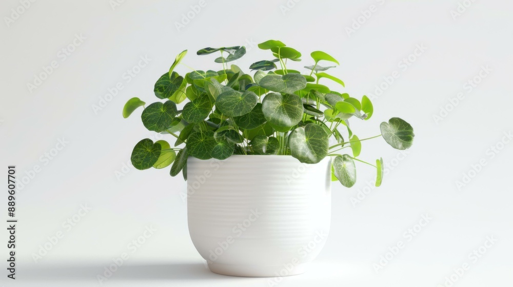 White Potted Plant with Scalloped Leaves White Potted Plant with Scalloped Leaves