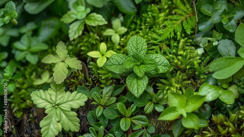 Wallpaper Mural Vibrant Close-Up of Lush Forest Flora in Rich Green Tones Torontodigital.ca