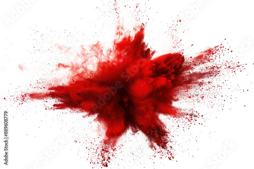red powder explosion on transparent background