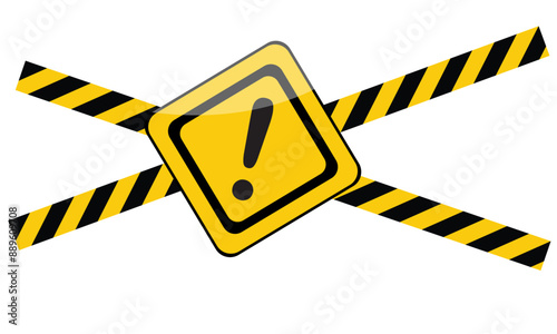 Warning sign is on white background