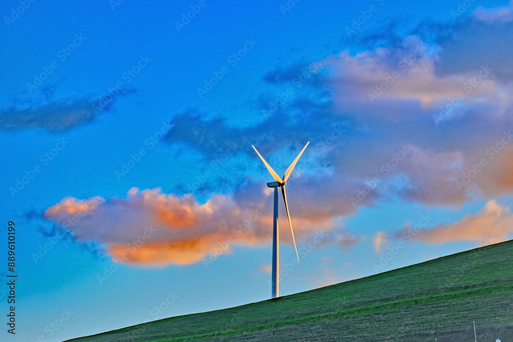 Fototapeta premium Windmill and Beautiful Clouds in the Background 