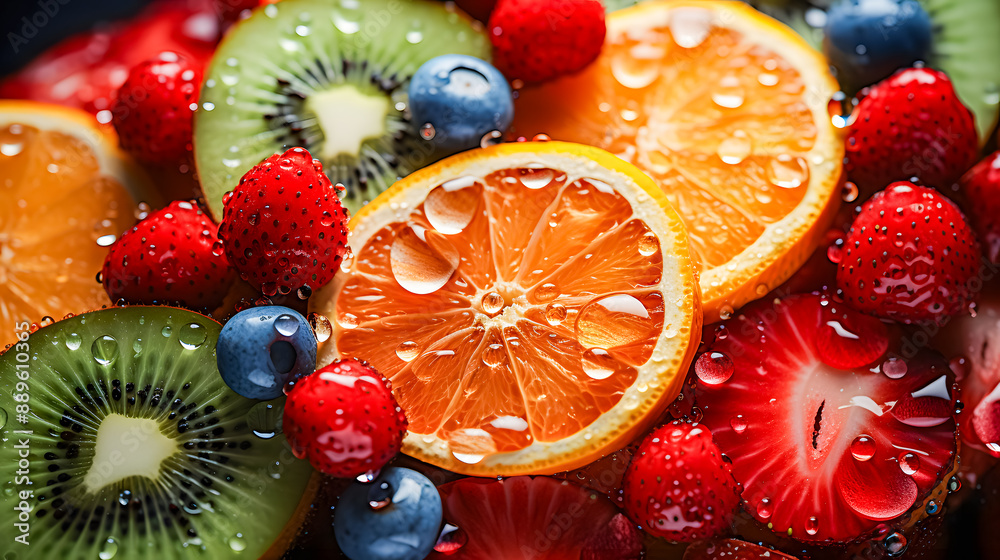 Close-up of fresh fruit (Generative AI)