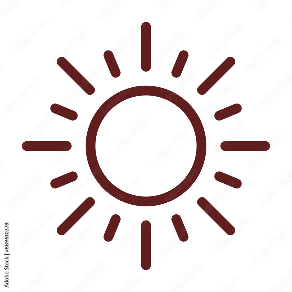 sun Vector Line Maroon Icon Design sun Vector Line Maroon Icon Design