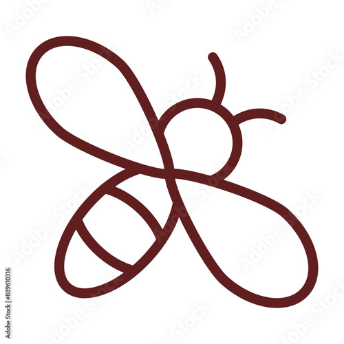 bee Vector Line Maroon Icon Design